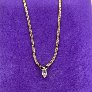 💛 Elegant Park Lane Gold Plated White & Blue Rhinestone Necklace